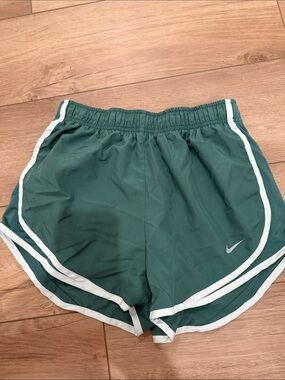 Nike Green Athletic Shorts with White Trim